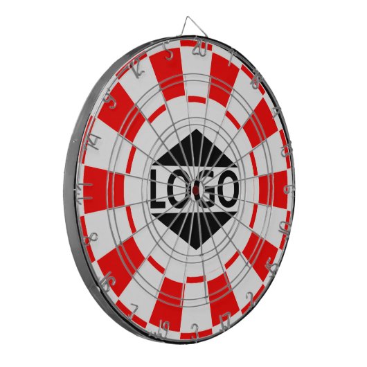 Modern Custom Logo Afbeelding op rood & wit Dartbord (Voorkant Links)