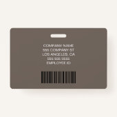 Modern Custom Logo Bar Code Employee Staff Name Badge (Achterkant)
