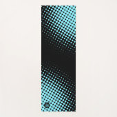 Modern Custom Logo Electric-Blue Halftone on Black Yogamat (Voorkant)