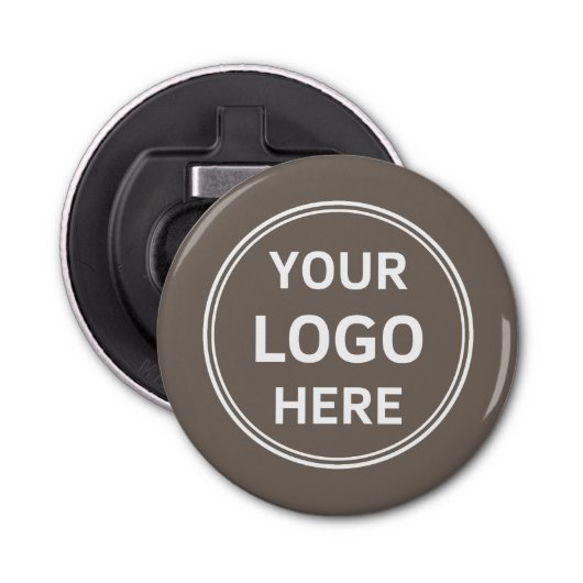Modern Custom Logo Taupe Business Button Flesopener (Voorkant)