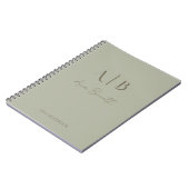 Modern Custom Monogram Initialen Naam Dusty Sage Notitieboek (Linkerzijde)