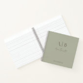 Modern Custom Monogram Initialen Naam Dusty Sage Notitieboek (Binnen)