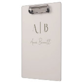 Modern Custom Monogram Initialen Naam Licht Beige Klembord (Links)