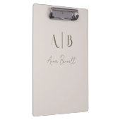 Modern Custom Monogram Initialen Naam Licht Beige Klembord (Rechts)