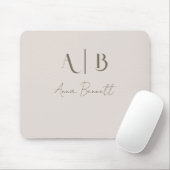 Modern Custom Monogram Initialen Naam Licht Beige Muismat (Met muis)