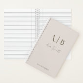 Modern Custom Monogram Initialen Naam Licht Beige Notitieboek (Binnen)