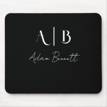 Modern Custom Monogram Initialen Naam Zwart