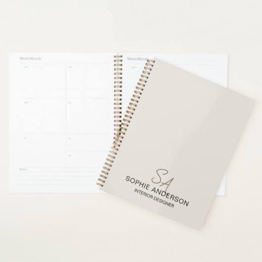 Modern Custom Monogram Professioneel Bedrijf Planner (Display)