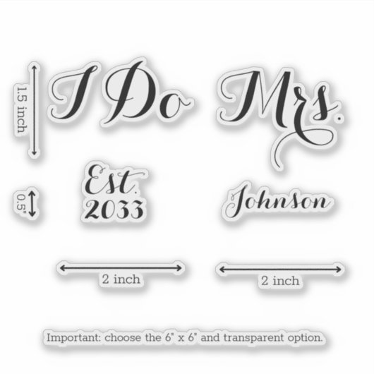 Modern Custom Mrs I Do Bride Wedding Shoes Decal Sticker (Voorkant)