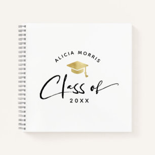 Modern Custom Name Afstuderen Trendy Script Gold N Notitieboek