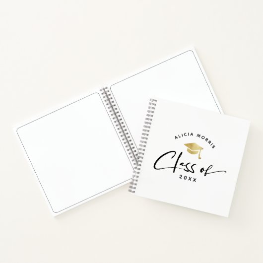 Modern Custom Name Afstuderen Trendy Script Gold N Notitieboek (Binnen)