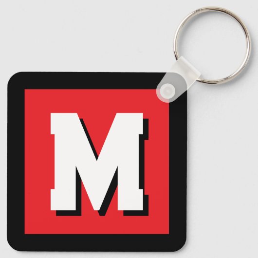 Modern custom name initial monogram metal sleutelhanger (Achterkant)