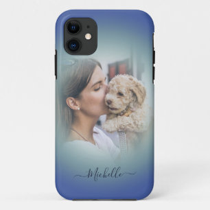 Modern Custom One Photo Blauw Blauwgroen Gradient  iPhone 11 Hoesje
