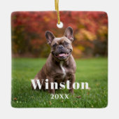 Modern Custom Pet Name Year Photo Holiday Keramisch Ornament (Voorkant)