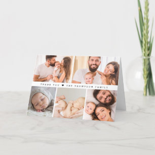 Modern Custom Photo Collage Baby shower Eenvoudig Bedankkaart