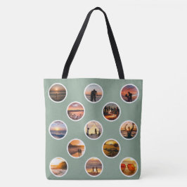Modern Custom Photo Collage Polka Dot Canvas tas