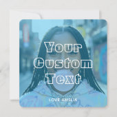 Modern Custom Photo Collage Text Cute Retro Blue Feestdagenkaart (Voorkant)