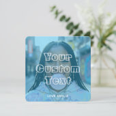 Modern Custom Photo Collage Text Cute Retro Blue Feestdagenkaart (Staand voorkant)