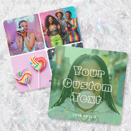 Modern Custom Photo Collage Text Cute Retro Green Feestdagenkaart