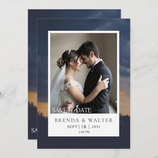 Modern Custom Photo Elegant Script Wedding  Kaart (Voorkant / Achterkant)