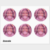 Modern Custom Photo Text Retro Pink Ronde Sticker (Vel)
