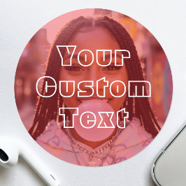 Modern Custom Photo Text Retro Red Ronde Sticker