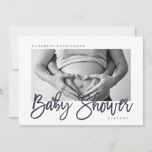 Modern Custom Photo Virtual Baby shower Kaart (Voorkant)