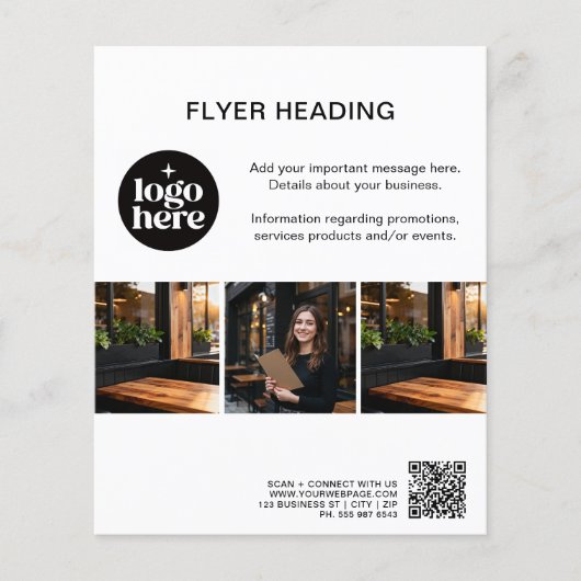 Modern Custom Photos Logo QR Code Business Flyer (Voorkant)