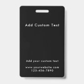 Modern Custom Script Black & White Photo ID Name Badge (Achterkant)