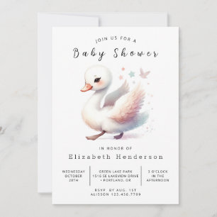 Modern Custom Swan Baby shower Kaart