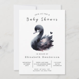 Modern Custom Swan Baby shower Kaart