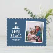 Modern Cut Slate Blue Feestdagenkaart (Staand voorkant)