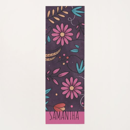 Modern Cute Big Floral Pattern Personalized Yogamat (Achterkant)
