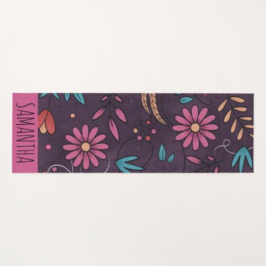 Modern Cute Big Floral Pattern Personalized Yogamat (Voorkant (horizontaal))