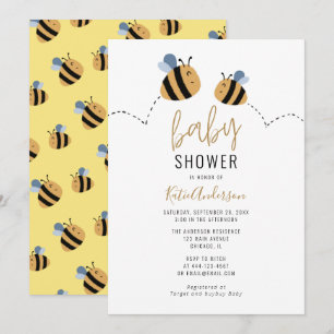 Modern Cute Bumble Bee Baby shower Kaart