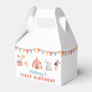 Modern Cute Circus Carnival Fiesta First Birthday Bedankdoosjes