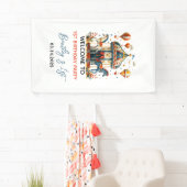 Modern Cute Circus Carnival Fiesta First Birthday Spandoek (Insitu)