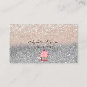 Modern Cute Cupcake, Glitter Ombre Visitekaartje