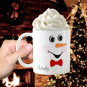 Modern Cute Custom glimlach Snowman face Koffiemok
