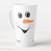 Modern Cute Custom glimlach Snowman face Latte Mok (Linkerhoek)