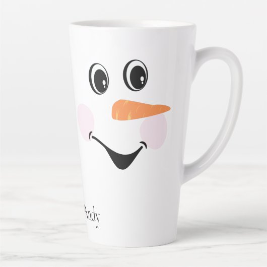 Modern Cute Custom glimlach Snowman face Latte Mok (Rechts)