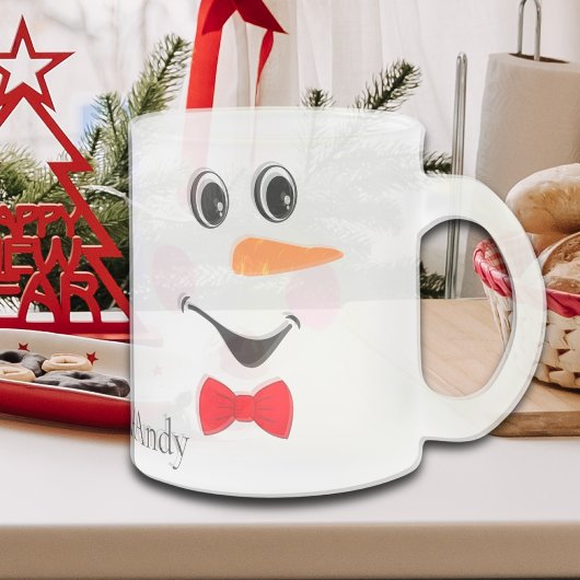 Modern Cute Custom glimlach Snowman face Matglas Koffiemok