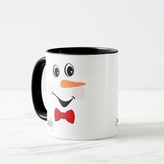 Modern Cute Custom glimlach Snowman face Mok (Voorkant links)