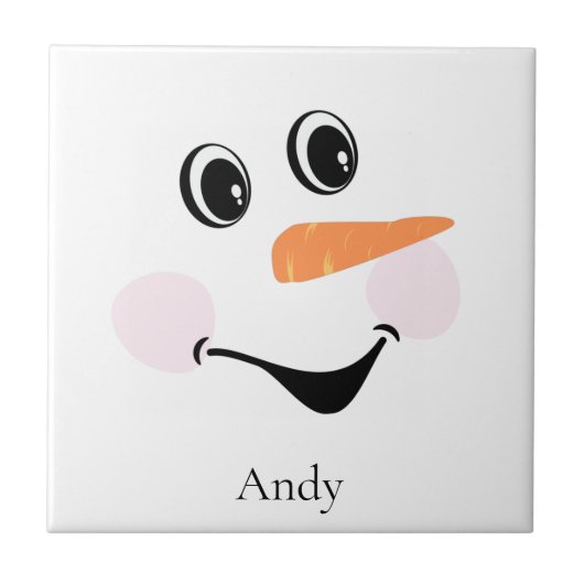 Modern Cute Custom glimlach Snowman face Onderzett Tegeltje (Voorkant)