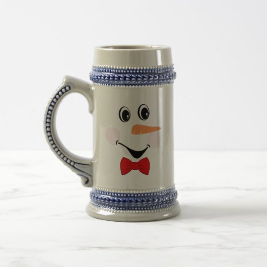 Modern Cute Custom glimlachend Snowman Red Blue Bierpul (Links)
