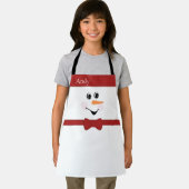 Modern Cute Custom Snowman face apron bow red Schort (Insitu)