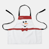 Modern Cute Custom Snowman face apron bow red Schort (Voorkant)