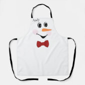 Modern Cute Custom Snowman face apron bow red Schort (Voorkant)