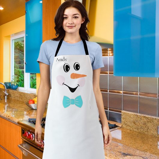 Modern Cute Custom Snowman face apron Schort