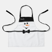 Modern Cute Custom Snowman face Black Bow Stropdas Schort (Voorkant)